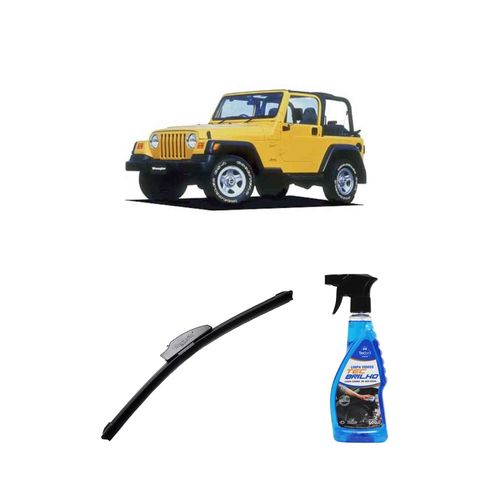 Kit Limpa Vidros Spray Tecbrilho 500mL Para-Brisa Tecbril + Palheta New Sportline 14" Redux32 Jeep Wrangler de 1996 a 2006
