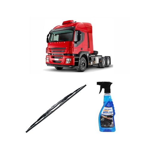 Kit Limpa Vidros Spray Tecbrilho 500mL Para-Brisa Tecbril + Palheta Totalclip Truck New 26" Redux32 Iveco Stralis de 2004 a 2010