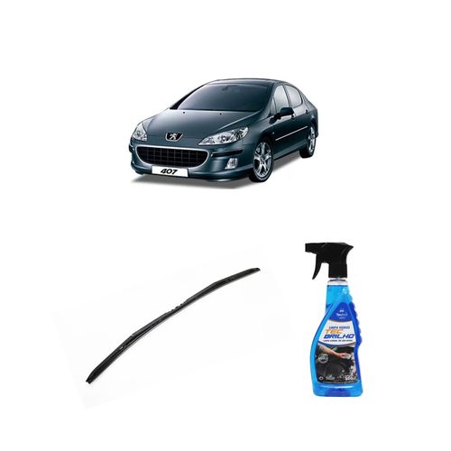 Kit Limpa Vidros Spray Tecbrilho 500mL Para-Brisa Tecbril + Palheta Totalclip Hybrid 28" Redux32 Peugeot 407 de 2004 em diante