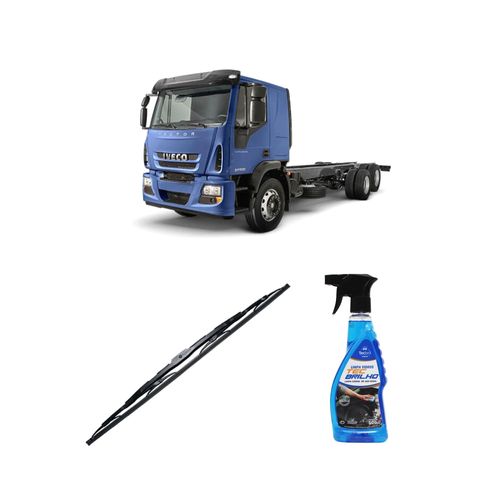 Kit Limpa Vidros Spray Tecbrilho 500mL Para-Brisa Tecbril + Palheta Totalclip Truck New 26" Redux32 Iveco Tector de 2004 a 2010