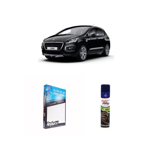 Kit filtro de cabine arc406 + limpa ar condicionado peugeot 3008 thp 2011 a 2021