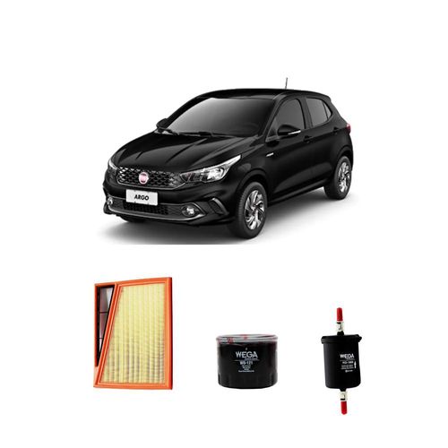 Kit filtros, ar do motor, combustível e óleo lubrificante WEGA - Fiat Argo Flex - (DRIVE) - automático / mecânico 1.3 Firefly 109 cv 2021