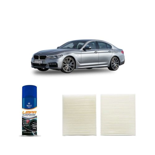 Kit Filtro De Cabine Acp529/9 Tecfil + Limpa Ar Condicionado Tecbril Bmw Série 5 550i 2010 Em Diante