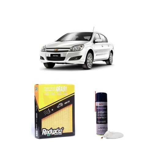 KIT FILTRO DE AR ARA91 + LIMPA AR CONDICIONADO VECTRA 2.0 8V FLEX MPFI DE 1/2005 A 2012