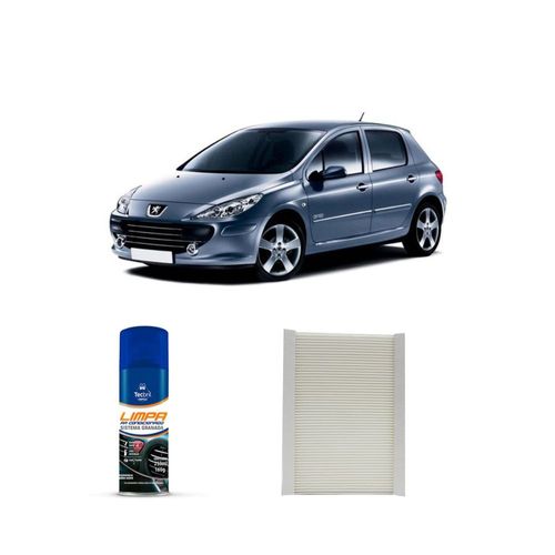 Kit filtro de cabine acp903 tecfil + limpa ar condicionado tecbril peugeot 307 1.6 16v 2002 a 2007
