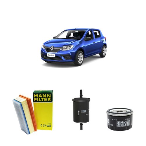 Kit filtros, ar do motor, combustível e óleo lubrificante MANN - Sandero 2.0 16v Flex 2021