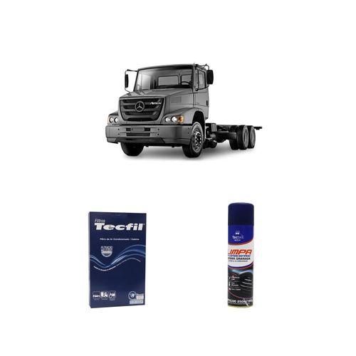 Kit Filtro De Cabine Acp603 Tecfil + Limpa Ar Condicionado Tecbril Mercedes Benz Atron 2729 Om 926 La 2013 Em Diante