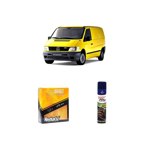 KIT FILTRO DE AR ARA63 + LIMPA AR CONDICIONADO VITO 108 CDI DIESEL OM 611 DE 1/1999 A 10/2003