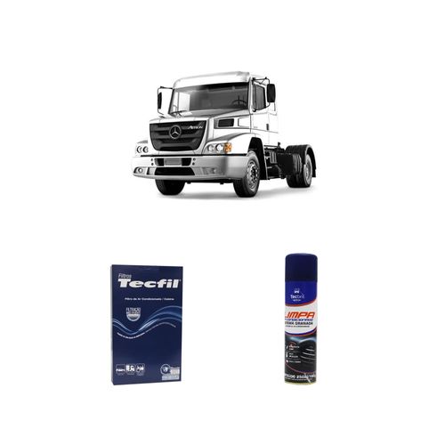 Kit Filtro De Cabine Acp603 Tecfil + Limpa Ar Condicionado Tecbril Mercedes Benz Atron 1635 Om 457 La 2012 Em Diante