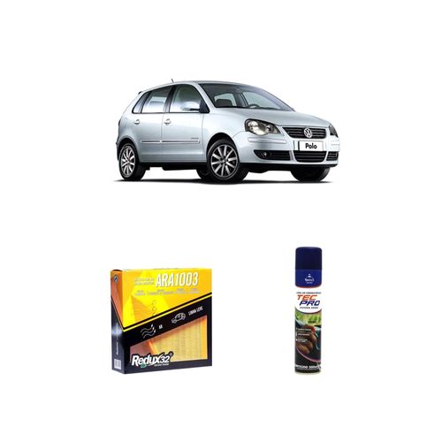 KIT FILTRO DE AR ARA1003 + LIMPA AR CONDICIONADO POLO 1.6 FLEX SPORTLINE DE 1/2008 A 2015