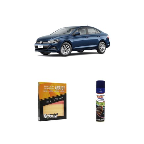 KIT FILTRO DE AR ARA101 + LIMPA AR CONDICIONADO VIRTUS 1.0 TSI FLEX COMFORTLINE/HIGHLINE DE 2018 A 2021