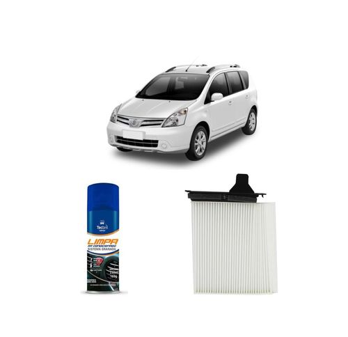 Kit Filtro De Cabine Acp728 Tecfil + Limpa Ar Condicionado Tecbril Nissan Livina 1.6 16v 2009 A 2015
