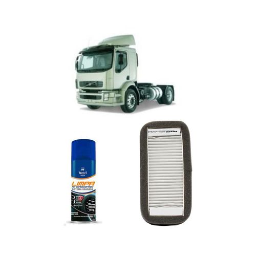 Kit Filtro De Cabine Acp947 Tecfil + Limpa Ar Condicionado Tecbril Volvo Vm260 2005 Em Diante
