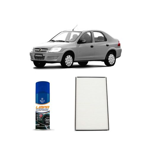 Kit Filtro De Cabine Acp121 Tecfil + Limpa Ar Condicionado Tecbril General Motors Prisma 1.0 8v 2009 A 2012