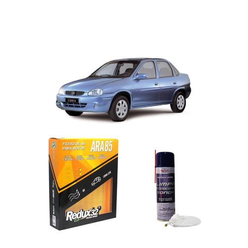 KIT FILTRO DE AR ARA85 + LIMPA AR CONDICIONADO CORSA SEDAN 1.6 8V GASOLINA SPIRIT / CLASSIC / SUPER / GL / GLS DE 1996 A 2006