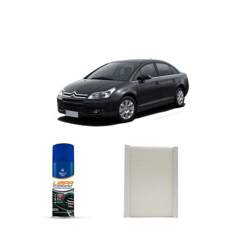 Kit filtro de cabine acp903 tecfil + limpa ar condicionado tecbril citroen c4 2.0 16v 2007 a 2009