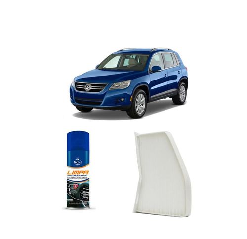 Kit Filtro De Cabine Acp309 Tecfil + Limpa Ar Condicionado Tecbril Volkswagen Tiguan 2.0 16v 2007 Em Diante