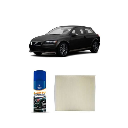 Kit Filtro De Cabine Acp206 Tecfil + Limpa Ar Condicionado Tecbril Volvo C30 2.4 2006 A 2010