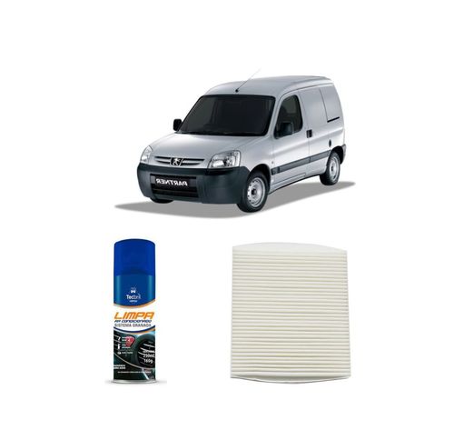 Kit Filtro De Cabine Acp796 Tecfil + Limpa Ar Condicionado Tecbril Peugeot Partner 1.6 16v 2002 A 2004