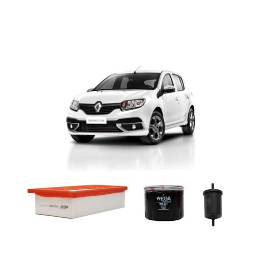 Kit filtros, ar do motor, combustível e óleo lubrificante WEGA - Sandero 1.0 3 Cil 12V - 82 cv 2017