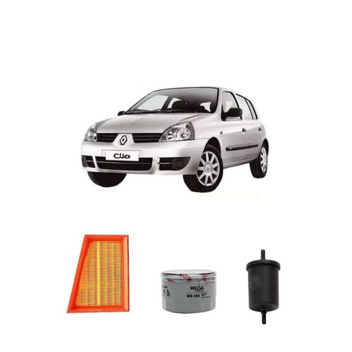 Kit filtros, ar do motor, combustível e óleo lubrificante WEGA - Renault Clio 1.6 16v 107 cv 2008