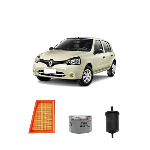 Kit filtros, ar do motor, combustível e óleo lubrificante WEGA - Renault Clio 1.6 16v 107 cv 2016