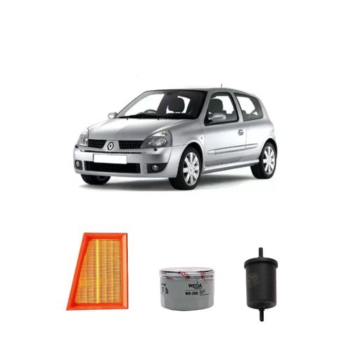 Kit filtros, ar do motor, combustível e óleo lubrificante WEGA - Renault Clio 1.6 16v 107 cv 2001