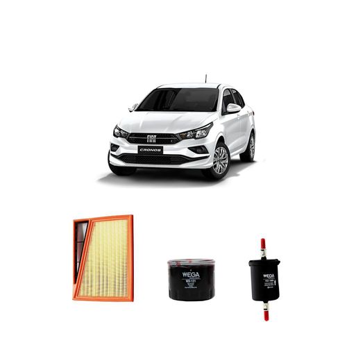 Kit filtros, ar do motor, combustível e óleo lubrificante WEGA - Cronos Flex - (DRIVE / GSR) - automático / mecânico 1.3 Firefly 103 cv 2017