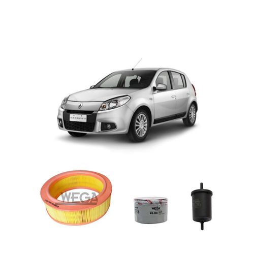 Kit filtros, ar do motor, combustível e óleo lubrificante WEGA - Sandero Hi Flex - (Authentique / Expression / Privilége / GT) 1.6 8V 95 cv 2017