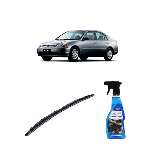 Kit Limpa Vidros Spray Tecbrilho 500mL Para-Brisa Tecbril + Palheta Totalclip Hybrid 21" Redux32 CIVIC de 2001 a 2005