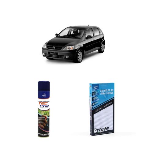 Kit filtro de cabine arc705 + limpa ar condicionado corsa 2002 a 2021