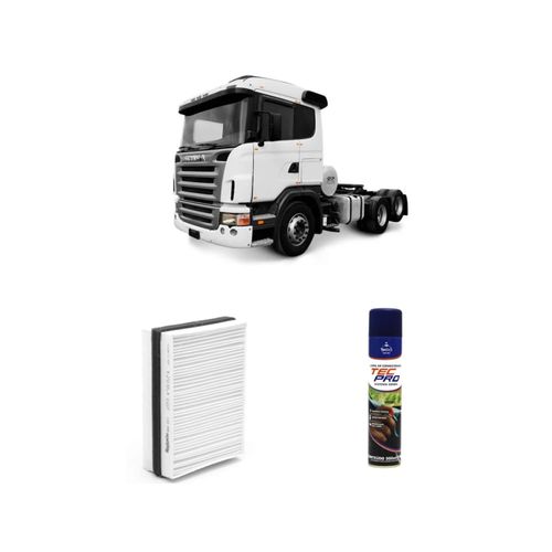 KIT FILTRO DE CABINE ARC011 + LIMPA AR CONDICIONADO SCANIA P94