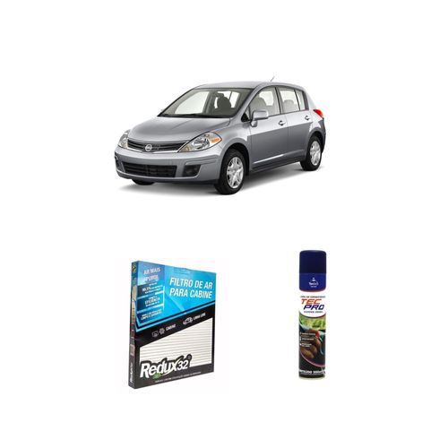 Kit de filtro de cabine arc1113 Redux32 + limpa ar condicionado Tecbril para nissan versa 2011 a 2021