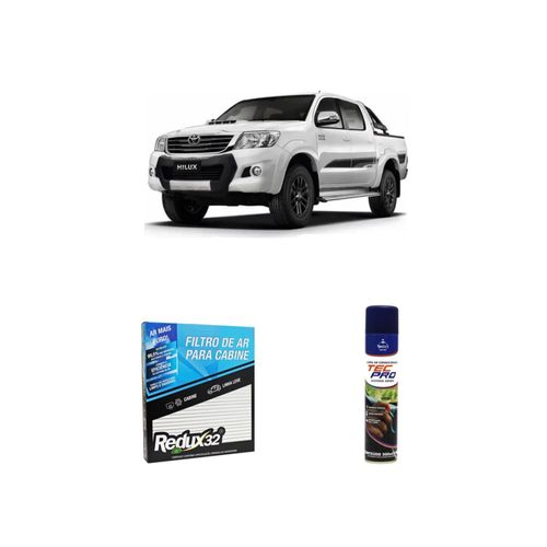 Kit filtro de cabine arc820 + limpa ar condicionado hilux 2006 a 2021