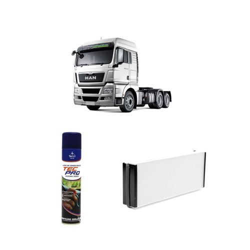 Kit filtro de cabine arc1182 + limpa ar condicionado tgx33.440 man 2013 a 2021