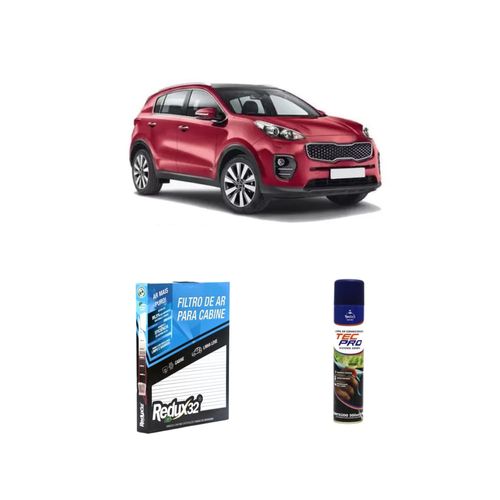 Kit filtro de cabine arc1213 Redux32 + limpa ar condicionado Tecbril para sportage 2016 a 2020