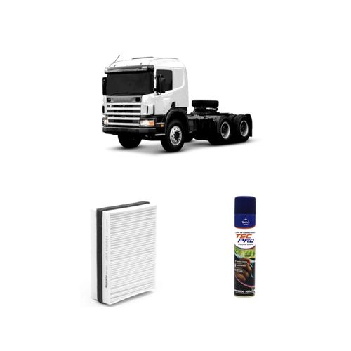 KIT FILTRO DE CABINE ARC011 + LIMPA AR CONDICIONADO SCANIA P124