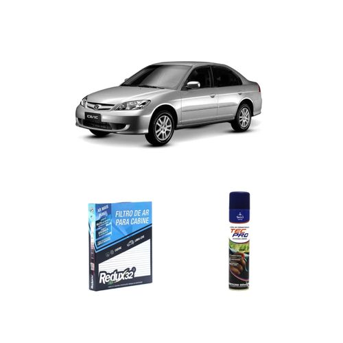 KIT FILTRO DE CABINE ARC802 + LIMPA AR CONDICIONADO CIVIC 2002 A 2006