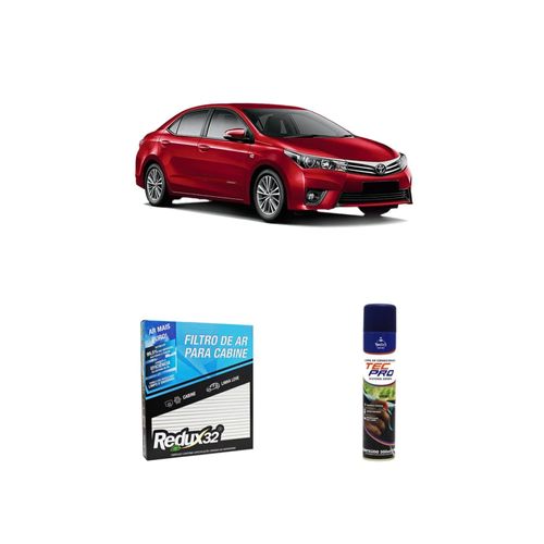 Kit filtro de cabine arc820 + limpa ar condicionado corolla 2008 a 2015