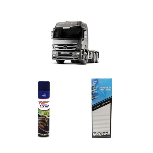 Kit filtro de cabine arc025010 + limpa ar condicionado scania p124 2000