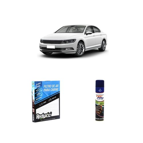 Kit filtro de cabine arc1160 + limpa ar condicionado passat 2016 a 2021