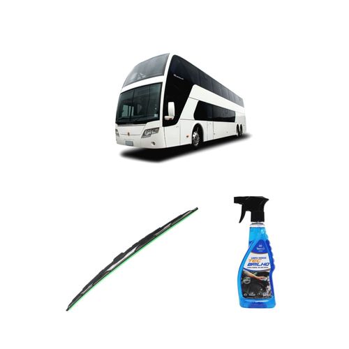Kit Limpa Vidros Spray Tecbrilho 500mL Para-Brisa Tecbril + Palheta Totalclip Truck 28" Redux32 Busscar El Bus