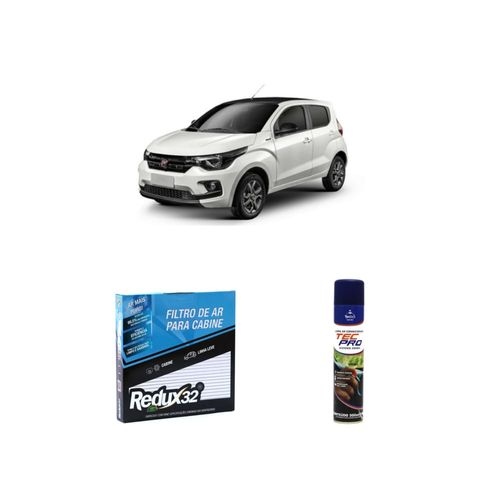 Kit de filtro de cabine arc512 Redux32 + limpa ar condicionado Tecbril para mobi fire 2016 a 2021