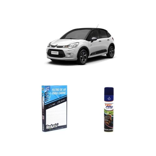 Kit de filtro de cabine arc1146 Redux32 + limpa ar condicionado Tecbril para citroen c3