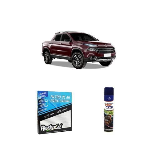Kit de filtro de cabine arc1175 Redux32 + limpa ar condicionado Tecbril para toro 2016 a 2021