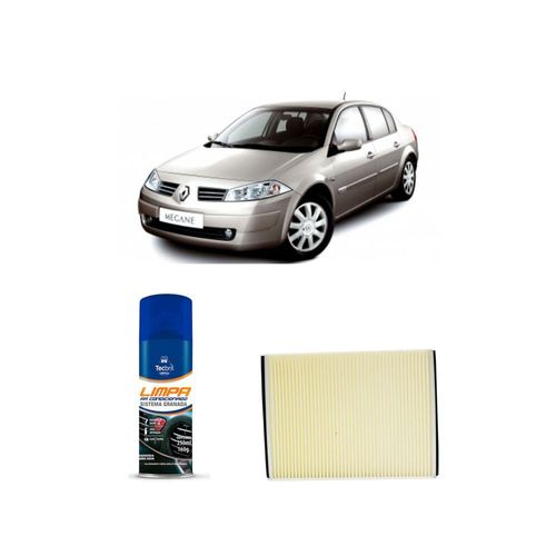 Kit Filtro De Cabine Acp551 Tecfil + Limpa Ar Condicionado Tecbril Renault Megane 2.0 16v 2006 A 2010
