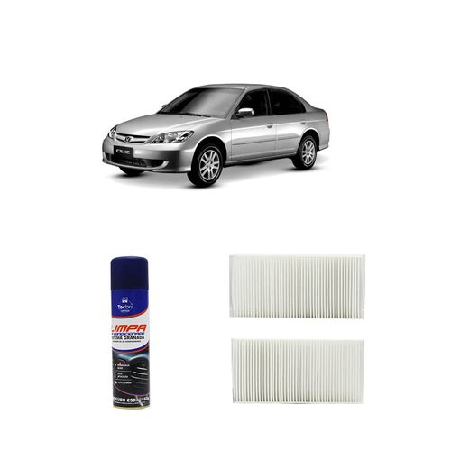 Kit Filtro De Cabine Acp703/9 Tecfil + Limpa Ar Condicionado Tecbril Honda Civic 1.7 16v 2001 A 2005