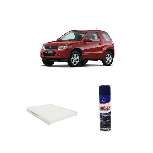 Kit Filtro De Cabine Acp124 Tecfil + Limpa Ar Condicionado Tecbril Suzuki Grand Vitara 3.2 V6 2008 Em Diante