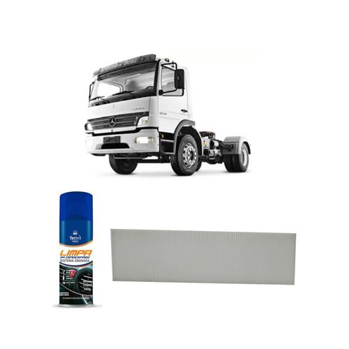 Kit Filtro De Cabine Acp973 Tecfil + Limpa Ar Condicionado Tecbril Mercedes Benz Atego 1728 Om 926 La 2007 A 2010