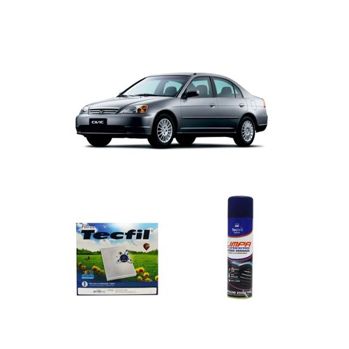 Kit Filtro De Cabine Acp703/9 Tecfil + Limpa Ar Condicionado Tecbril Honda Civic 1.7 16v 2001 A 2003